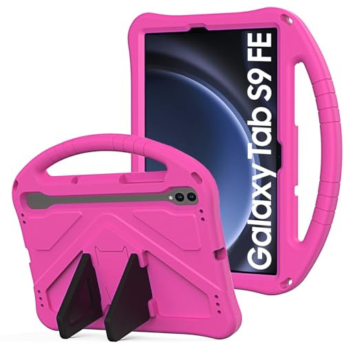 YRH for Samsung Galaxy Tab S10 FE/S9 FE 5G Tablet Case 10.9-inch, Kids EVA Protective Cover with Stand Handle, Pink