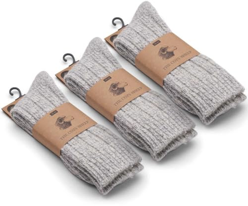 THE COZY SHEEP Wollsocken Herren und Damen 3-Pack (Größe 39-42) | Bequeme Warme Strümpfe | Dicke Kuschelsocken für kalte Füße | Norweger Socken aus Wolle | Langlebige Schafwollsocken
