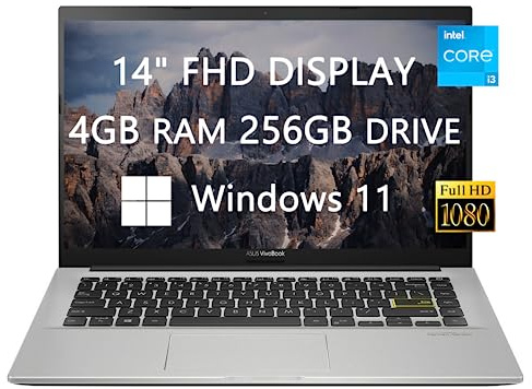 ASUS - Computer portatile Vivobook, display FHD da 14 pollici, processore Intel i3-1005g1 di decima generazione, X413JA- 211.VBWB, 4 GB di RAM, 256 GB (SSD da 128 GB + scheda da 128 GB), Windows 11