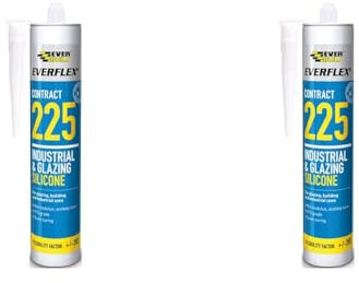 Everbuild Everflex 225 | Cure Silicone Sealant Designed for Glazing and Industrial Applications - 295ml - White (Pack of 2)