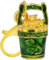 Feng Shui Buckets of Good Fortune Goldbarren Schlüsselanhänger Yuan Bao Amulett Schlüsselanhänger 3-beinige Kröte Eimer des Glücks (Grün (Wohlstand))