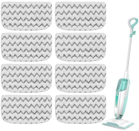 8 Pack Microfiber Steam Mop Replacement Pads for Shark Steam Mop S1000, S1000A, S1000C, S1000WM, S1001C Dirt Grip Steam Mop Pads, Washable & Reusable Microfiber Mop Pads for All Floor Clean