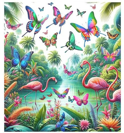 Geschirrspüler-Magnetabdeckung, Schmetterlinge, tropische Pflanzen und Flamingos, magnetische Türabdeckung, Vinyl, dekoratives Panel-Aufkleber, niedliches Bauernhaus-Dekor