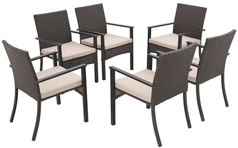 MFSTUDIO Gartenstuhl, Rattan Stuhl Garten Sessel Stuhlset Balkonstühle Terrassenstühle Balkonsessel mit Abnehmbaren Kissen…