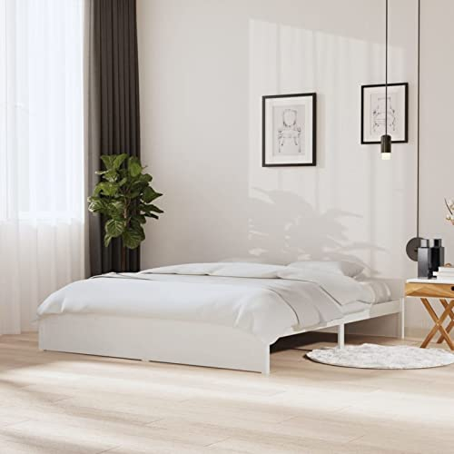 ARKEM Massivholzbett Bettgestell Bed Frame Bett Mit Bettkasten Hausbett Bett Massivholz Weiß 180x200 cm - 814965