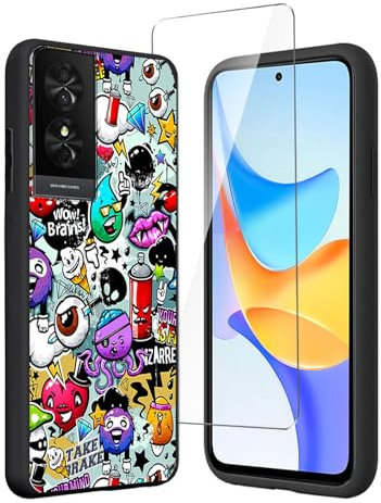 LYZXMY Funda para TCL 50 5G (6.6) + Protector de Pantalla Vidrio Templado Película Protectora - Negro Carcasa Silicona TPU Suave Caso Case - Monster