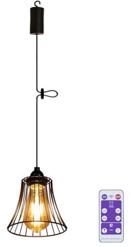 YIKEGE LICHT Hängelampe mit Batterie Fernbedienung Akku Hängeleuchte Deckenlampe ohne Strom Batteriebetriebene Außenbeleuchtung Außen Laternen Lampion für Garten Balkon Flur Deko Weihnachten Geschenk