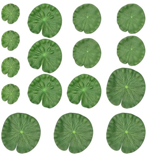 16 Pcs Artificial Lily Leaves Large Pond Lotus Leaves Big Floating Lily Pads Faux Pool Plants Fake Water Leaves Realistic Plastic Leaves for Fountain Garden