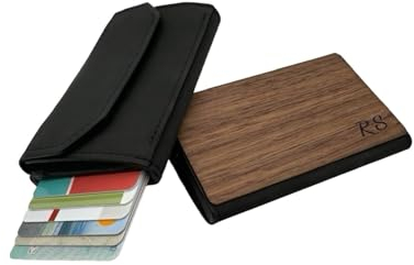 STREIFHOLZ Geldbeutel aus Holz personalisiert mit Gravur, Kreditkartenetui mit Logo oder Namen graviert, Firmengeschenk, Mitarbeitergeschenk, mit Münzfach & RFID NFC Schutz