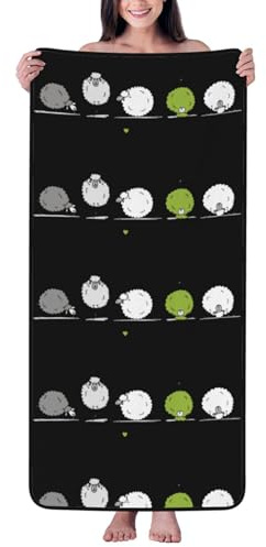 Xiso Ver Funny Sheep Doing Yoga-Badetuch, Mikrofaser, Korallensamt, Badetücher, sehr saugfähig, weich, Strandlaken (68,6 x 139,7 cm), luxuriöse Saum-Duschtücher für Fitnessstudio, Reisen, Pool