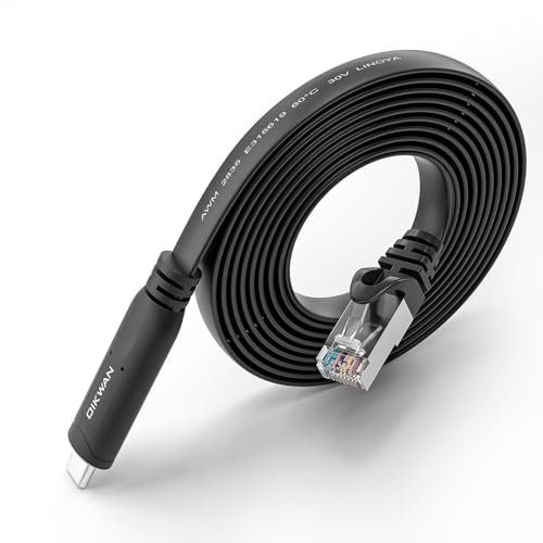 OIKWAN Cavo di Console USB-C UART Cavo seriale Accesorio essenziale Compatibile Cisco, NETGEAR, Ubiquity, LINKSYS, Router/Switch per laptop in Windows, Mac, Linux (Nero,6ft)