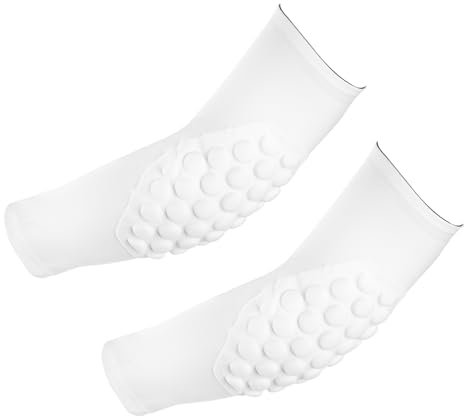 PATIKIL Youth Elbow Pads, 2Pack Compression Arm Protective Sleeve Basketball Guard Pads for Sports Baseball Football Volleyball, White, YXL