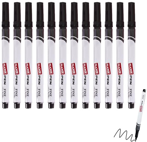 12 Stück Permanent Marker Fein, Permanenter Universalstift, Filzstift Schwarz Spitze 1mm, Wasserfest, Ideal für Präzises Zeichnen Auf Glas Kunststoff Metall Hervorragend für Büro Kunstprojekte