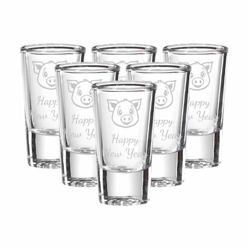 LUXENTU Stamper mit Gravur, Schweinchen, 30 ml, 6 Stück