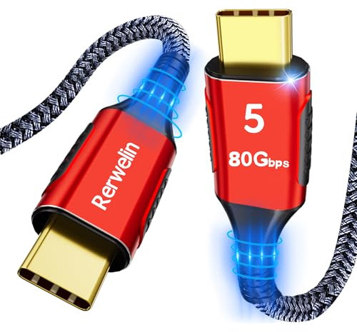 USB4 80Gbps for Thunderbolt 5 Cable 6FT, 8K 165Hz, 4K 540Hz, 16K 60Hz, Triple 4K 144Hz, 120Gbps Bandwidth, PD 240W USB C Display Cable for iPhone 17, Razer Blade, SSD, Thunderbolt 4, Mac mini M4