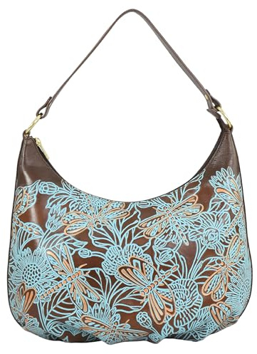Anuschka Damen Original handbemalter Hobo aus echtem Leder mit Rüschen