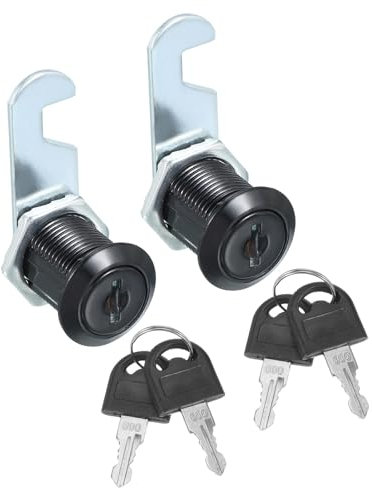 sourcing map 2 Pcs 3/4 Keyed Alike Cabinet Cam Lock with Key Tubular Locks Black