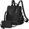 Eshow Rucksack Damen Klein, Anti-Diebstahl Elegant Cityrucksack Tagesrucksack, Kleine 3 in 1 Rucksackhandtasche mit Clutchbag, Rucksacktasche Modern für Pendeln Schule Arbeit Reise Schwarz