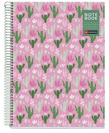 Miquelrius - A4-Notizbuch, 5-mm-Raster, Hardcover-Notizbuch aus laminiertem Karton, 80 mikroperforierte Blätter, 90 g/m² extra mattes Papier, Metallspirale, 4 Heftlöcher