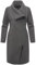 Navahoo Damen lange Übergangsjacke Mantel in Woll-Optik mit asymmetrischem Kragen und wasserdichtem Reißverschluss Samtrose 14 Anthracite Gr. XS