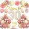 Froova 30th Birthday Decorations for Women Retro Blush Pink Birthday Balloons Happy 30th Banner Cake Topper Pom Pom Nude Rose Gold Number 30 Balloon for Her 30 Years Old Bday Party Decoration Supplies
