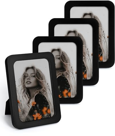 SUMGAR Bilderrahmen 13x18 Schwarz 4er Set mit Runden Ecke Fotorahmen 13 x 18 Wand order Tabelle Geschenk für Familie, Mama, Papa, Oma, Freunde für Ostern, Muttertag, Vatertag, Geburtstag