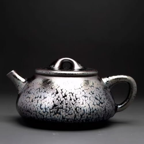 Eaveneye Jianzhan Tenmokus Teapot Ceramic, 320 ml/ 10.82 oz Small Tea Pot Kiln Fired Oilspot Glaze