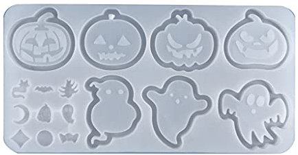 Halloween Pumpkin Keychain Silicone Mold Hollow Shaker Keyring Crystal Making Hanging Pendant Jewelry