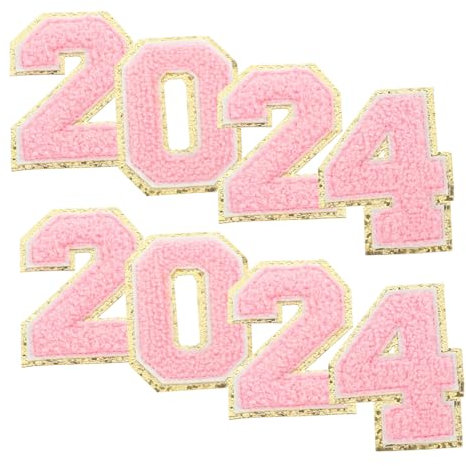 Housoutil 8 Stück Gestickter Nummernaufnäher kleider sauf tshirt Mode Dekorationspatch blusenjacke stitsch bügeleisen Bügelflicken Stoff-Accessoire Flicken aufbügeln Handtuchstickerei Rosa