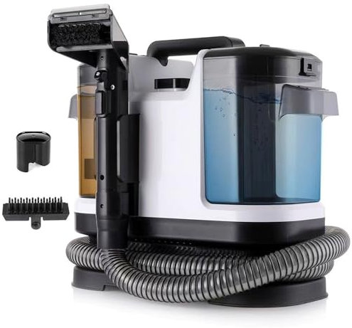 Polsterreiniger Gerät, 500W Waschsauger Polsterreiniger Großer Abnehmbarer Tank mit 1,8L Sauberem Wasser und 0,8L Abwasser Tank, 12,5kPa, 80dB, Reinigt Polster für Polstersofas (Weiß)