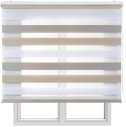 Tende a Rullo Giorno e Notte Eleganti con Tessuto a Doppia Caduta per Porte e Finestre, Tenda Giorno e Notte a Facile Installazione con Filtraggio di Luce Regolabile, STORESBASIC Tricolore 80x180