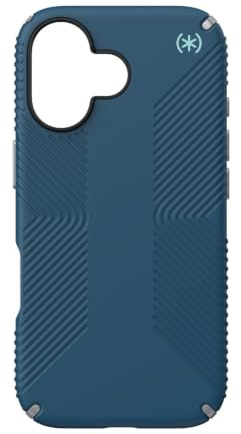 Speck PRESIDIO2 Grip Case for iPhone 17, MagSafe-Compatible, Slim Protective Case, DEEP SEA/Silver Metallic/Spell Blue