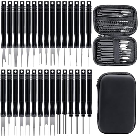 Automotive Terminal Pin Removal Kit - ShiningUU 30 Pack Non-Damage Depinning Tool Set for Car Connectors | Key Extractor Tool | Extractor Tools with Storage Box