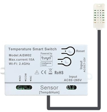 Cvoepobey Sensor de Temperatura y Humedad Tuya con Wifi y Sonda de Temperatura y Humedad.