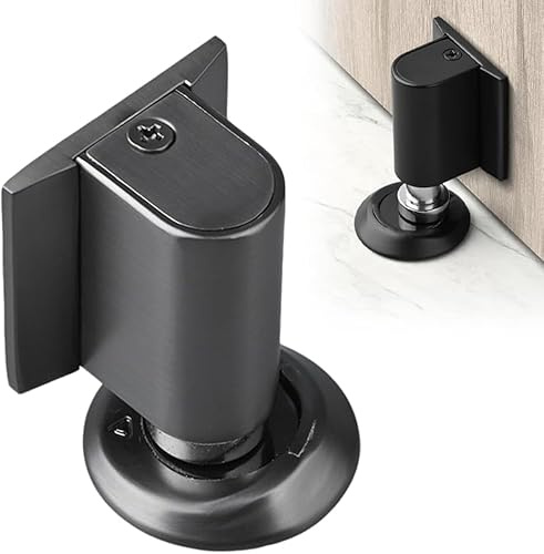Magnetic Door Wedge Stopper, Heavy Duty Magnetic Doors Catch Holder, Windproof Stopper No Drill Invisible Doorstops for Inside Door,Prevents Door Slamming for Home & Office (Dark Grey, 1 Pack)