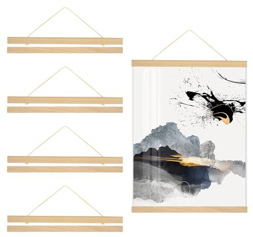 4 Piezas A3 Barra Magnética para Pósteres 31 cm Marco Magnético para Colgar Póster Colgador para Carteles Marco Poster Barras de Póster de Madera para Pósteres Marcos de Fotos Fotos y Obras de Arte