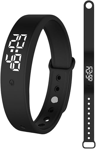 DASIAUTOEM Vibrationswecker Armband, Vibrationsalarm Erinnerung Uhr, Armband Wecker Vibration mit Timer, Trinkerinnerung Alarm Medikamenten Wecker für Kinder, Erwachsene, 6 Täglichen Alarmen (Schwarz)