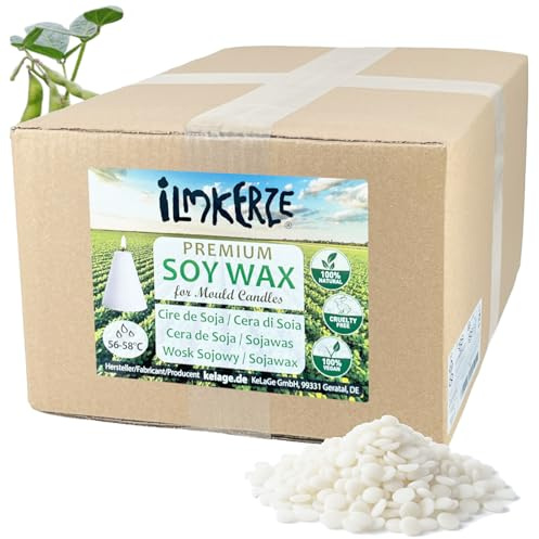 Ilmkerze Premium Sojawachs Pastillen 3 kg | natürlich | nachhaltig | palmölfrei | Kerzenwachs für DIY Gießkerzen Formkerzen Stumpenkerzen Haushaltskerzen - Größen bis 20 kg