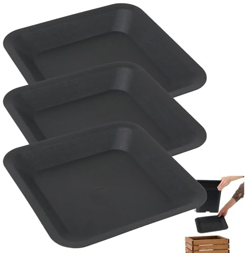 HOMERZO Untersetzer für Blumentöpfe Pflanzen quadratisch 30,5x30,5 cm passend für Töpfe Kunststoff - Pack of 3