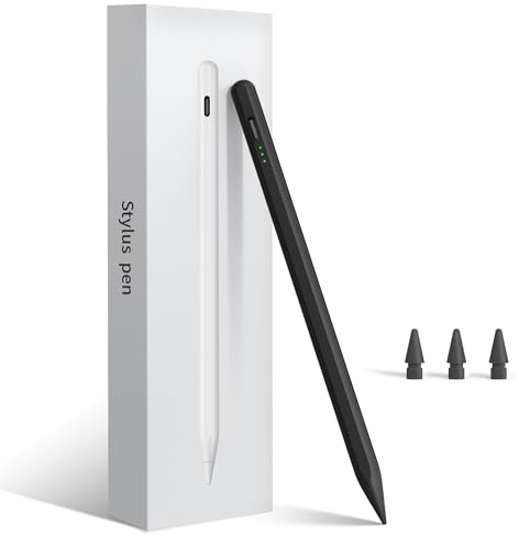 Stift für iPad 2018-2026, 15 Min Schnellladung Pencil für Apple iPad | Stylus für A16 11/10-6 Gen, Air M4/M3/M2/11/13/5-3, Pro M5 11/13/12.9, Mini A17 Pro/6/5, Neigungssensitivität/Palm Rejection