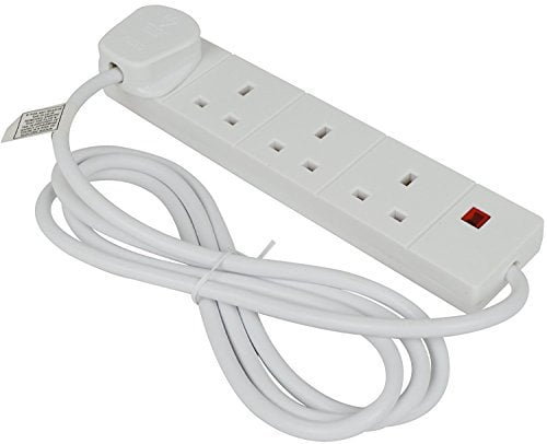 4 Gang Way Trailing Socket with Neon & 2m cord flex