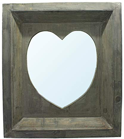 Großer Spiegel aus Holz Herz - 63x56cm - Landhaus Shabby