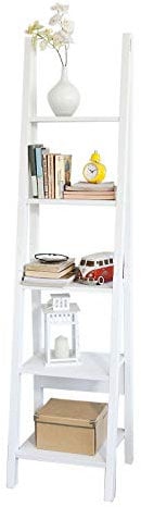 SoBuy Libreria a scala con 5 ripiani angolare Scaffale bagno bianco (FRG101-W)
