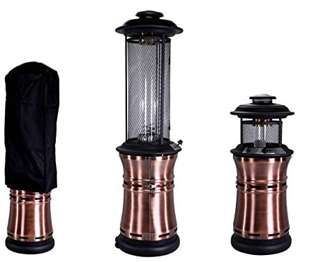 Traedgard Heizstrahler Milano für den Aussenbereich - Terrassen Wärmestrahler mit Flammensäule im Inneren - versenkbarer Outdoor Gasheizer mit Wetterschutz-Abdeckung (Kupfer)