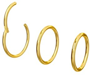 NewkeepsR Stahl 3 Stck-1.0mm Gold Eloxierte Klappbare Clicker-Nasenreifenringe, 316L Nahtlose Segment Sleeper Ohrringe Piercing-7/8/9mm