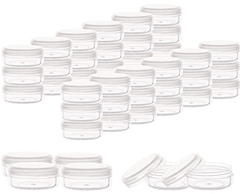 ZEJIA 10 Gram Cosmetic Sample Containers with Lids 100pcs Empty Small Makeup Jars Plastic BPA Free(Clear)