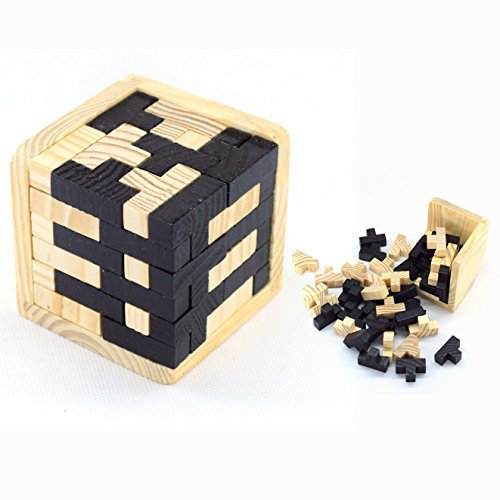 DMZK Juego Puzzle Madera Cubo 3D Rompecabezas para niños y Adultos