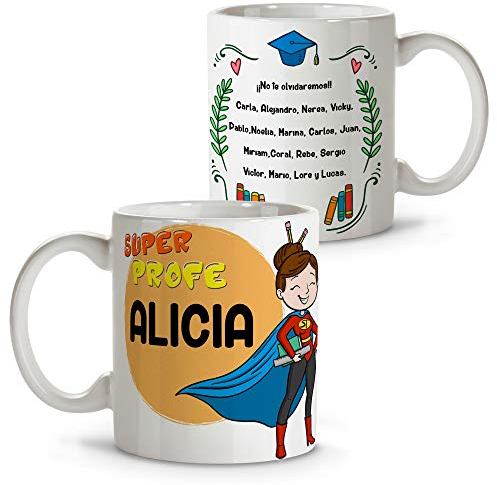 LolaPix Taza para profes. Regalos para Profesores. Taza Personalizada. Varios diseños. SÚPER Profesora