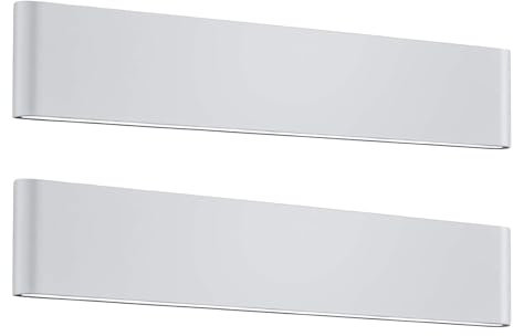 2er SET flache LED Außenwandleuchten aus Aluminium Weiß, Breite 46,5cm