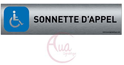 Plaque de porte aluminium brossé imprimé -Dimensions 200 x 50 mm - Double face adhésif au dos - Impression UV directement sur l'aluminium (Pas de contre collage) (sonnette d'appel)